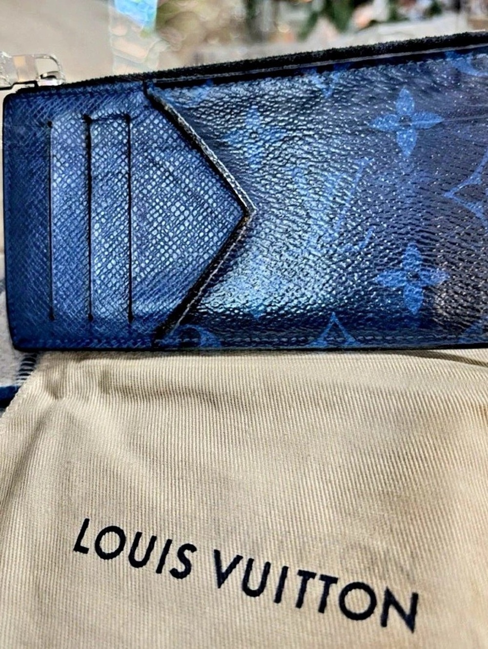 Louis Vuitton Coin Card Holder Blue Monogram Wallet